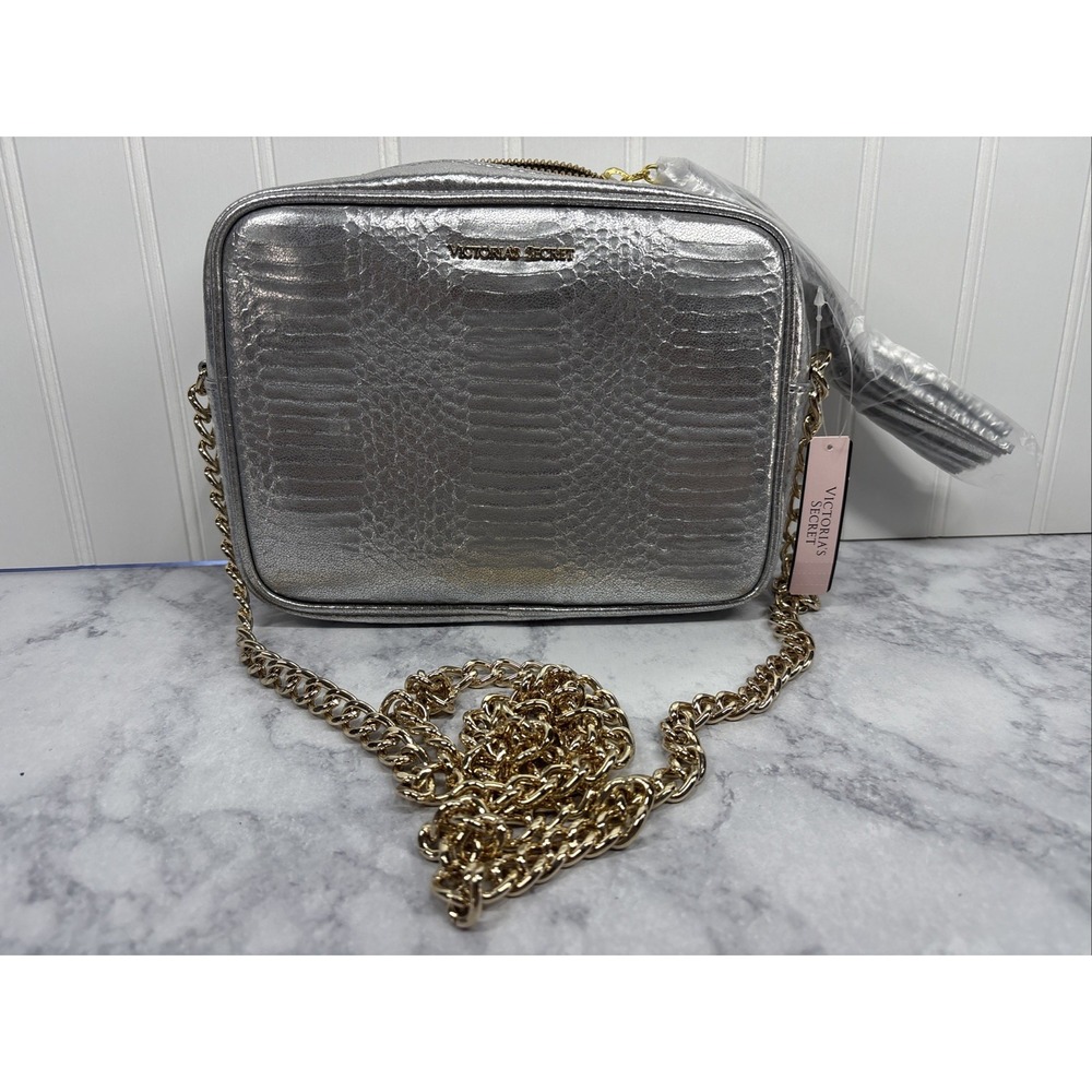 Victoria's Secret Handbag Crossbody Purse Silver Gold Chain Strap NWT $70 VS